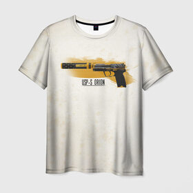 Мужская футболка 3D с принтом Counter-Strike | USP-S Orion в Санкт-Петербурге, 100% полиэфир | прямой крой, круглый вырез горловины, длина до линии бедер | Тематика изображения на принте: counter strike | cs go | usp s | контр страйк | кс го | оружие | пистолет