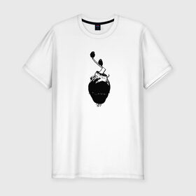 Мужская футболка хлопок Slim с принтом Сердце природы в Санкт-Петербурге, 92% хлопок, 8% лайкра | приталенный силуэт, круглый вырез ворота, длина до линии бедра, короткий рукав | арт | дерево | природа | птицы | сердце | сохрани природу | топор | черно белое | экология