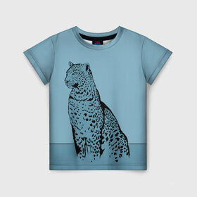 Детская футболка 3D с принтом Леопард в Санкт-Петербурге, 100% гипоаллергенный полиэфир | прямой крой, круглый вырез горловины, длина до линии бедер, чуть спущенное плечо, ткань немного тянется | африка | большая кошка | графика | дикий мир | животное | кошка | персонаж | природа | рисунок | хищник