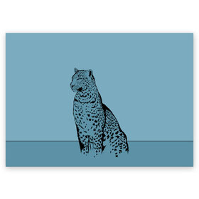 Поздравительная открытка с принтом Леопард в Санкт-Петербурге, 100% бумага | плотность бумаги 280 г/м2, матовая, на обратной стороне линовка и место для марки
 | Тематика изображения на принте: африка | большая кошка | графика | дикий мир | животное | кошка | персонаж | природа | рисунок | хищник