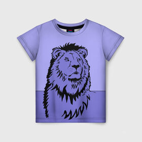Детская футболка 3D с принтом Царь зверей в Санкт-Петербурге, 100% гипоаллергенный полиэфир | прямой крой, круглый вырез горловины, длина до линии бедер, чуть спущенное плечо, ткань немного тянется | африка | большая кошка | графика | дикий мир | животное | кошка | персонаж | природа | рисунок | хищник | царь зверей