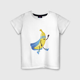 Детская футболка хлопок с принтом Baana man в Санкт-Петербурге, 100% хлопок | круглый вырез горловины, полуприлегающий силуэт, длина до линии бедер | banana | man | superhero | банан | супергерой | человек банан