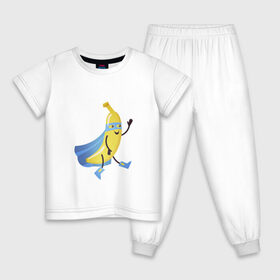 Детская пижама хлопок с принтом Baana man в Санкт-Петербурге, 100% хлопок |  брюки и футболка прямого кроя, без карманов, на брюках мягкая резинка на поясе и по низу штанин
 | banana | man | superhero | банан | супергерой | человек банан