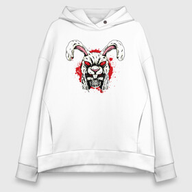 Женское худи Oversize хлопок с принтом Skull hare в Санкт-Петербурге, френч-терри — 70% хлопок, 30% полиэстер. Мягкий теплый начес внутри —100% хлопок | боковые карманы, эластичные манжеты и нижняя кромка, капюшон на магнитной кнопке | art | body | bones | dead | drawing | face | graffiti | head | roses | skeleton | skul | skull | ад | арт | голова | граффити | зло | кости | лицо | металл | нарисованный | розы | рок | скелет | скул | скулл | три черепа | тьма