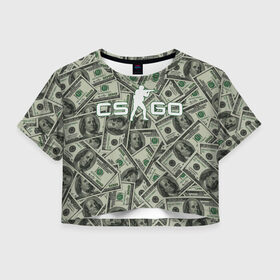 Женская футболка Crop-top 3D с принтом CS:GO - Franklin | Франклин в Санкт-Петербурге, 100% полиэстер | круглая горловина, длина футболки до линии талии, рукава с отворотами | beast | counter | cs | dollar | dollars | easy | ez | franklin | gg | ggwp | global | go | hyper | kill | money | offensive | one | shot | strike | деньги | доллар | доллары | контра | франклин