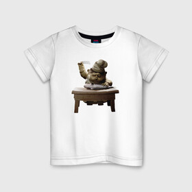 Детская футболка хлопок с принтом Little Nightmares 2 в Санкт-Петербурге, 100% хлопок | круглый вырез горловины, полуприлегающий силуэт, длина до линии бедер | horror | little nightmares | monster | мертвые | монстры | повар | рыба | страшилки | ужастики | шестая
