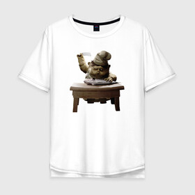 Мужская футболка хлопок Oversize с принтом Little Nightmares 2 в Санкт-Петербурге, 100% хлопок | свободный крой, круглый ворот, “спинка” длиннее передней части | horror | little nightmares | monster | мертвые | монстры | повар | рыба | страшилки | ужастики | шестая