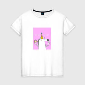 Женская футболка хлопок с принтом Верь в себя! в Санкт-Петербурге, 100% хлопок | прямой крой, круглый вырез горловины, длина до линии бедер, слегка спущенное плечо | верь в себя | животные | милый единорог | мотивация | мультфильм | радуга