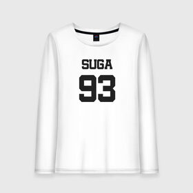 Женский лонгслив хлопок с принтом BTS - Suga 93 в Санкт-Петербурге, 100% хлопок |  | agust | agust d | boysband | bts | k pop | korea | korean | music | suga | suga 93 | бтс | к поп | кей поп | корейская | корейский | корея | кпоп | музыка | суга | шуга | шуга 93