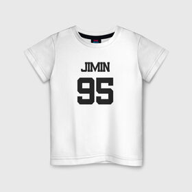 Детская футболка хлопок с принтом BTS - Jimin 95 в Санкт-Петербурге, 100% хлопок | круглый вырез горловины, полуприлегающий силуэт, длина до линии бедер | boysband | bts | jimin | jimin 95 | k pop | korea | korean | music | бтс | джимин | к поп | кей поп | корейская | корейский | корея | кпоп | музыка | чимин | чимин 95