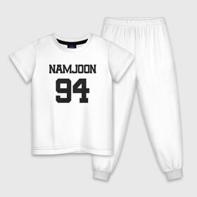 Детская пижама хлопок с принтом BTS - Namjoon (RM) 94 в Санкт-Петербурге, 100% хлопок |  брюки и футболка прямого кроя, без карманов, на брюках мягкая резинка на поясе и по низу штанин
 | boysband | bts | bts rm | k pop | korea | korean | music | namjoon | namjoon 94 | rap monster | бтс | бтс рм | к поп | кей поп | корейская | корейский | корея | кпоп | музыка | намджун | намжун | рэп монстр