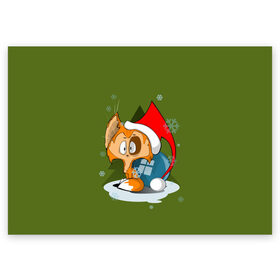 Поздравительная открытка с принтом Маленький Котик Дед Мороз в Санкт-Петербурге, 100% бумага | плотность бумаги 280 г/м2, матовая, на обратной стороне линовка и место для марки
 | графика | ёлка | ёлочная игрушка | животное | котик | новый год | персонаж | природа | рисунок