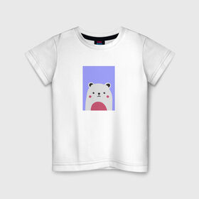 Детская футболка хлопок с принтом Белый мишка в Санкт-Петербурге, 100% хлопок | круглый вырез горловины, полуприлегающий силуэт, длина до линии бедер | белый мишка | животные | медведь | медвежонок