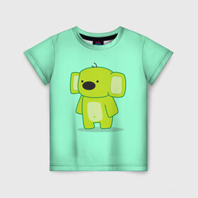 Детская футболка 3D с принтом Зеленая коала в Санкт-Петербурге, 100% гипоаллергенный полиэфир | прямой крой, круглый вырез горловины, длина до линии бедер, чуть спущенное плечо, ткань немного тянется | Тематика изображения на принте: анимация | зеленая коала | зеленый | коала | лес