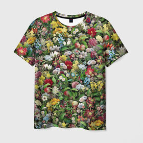 Мужская футболка 3D с принтом Море цветов в Санкт-Петербурге, 100% полиэфир | прямой крой, круглый вырез горловины, длина до линии бедер | 8 марта | букет | клумба | луг | паттерн | растения | розы | ромашки | цветок | цветочки | цветочный | цветы