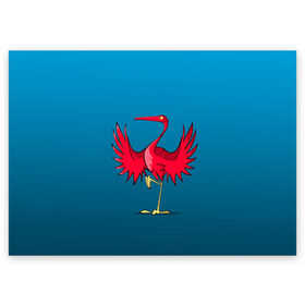 Поздравительная открытка с принтом Красный журавль в Санкт-Петербурге, 100% бумага | плотность бумаги 280 г/м2, матовая, на обратной стороне линовка и место для марки
 | графика | журавль | персонаж | природа | птица | птичий мир | рисунок