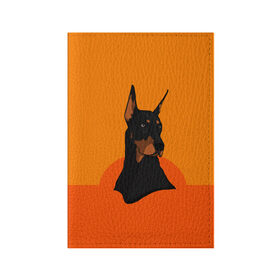 Обложка для паспорта матовая кожа с принтом Доберман в Санкт-Петербурге, натуральная матовая кожа | размер 19,3 х 13,7 см; прозрачные пластиковые крепления | Тематика изображения на принте: верный друг | графика | животное | защитник | красивый пес | природа | рисунок | собака | сторож