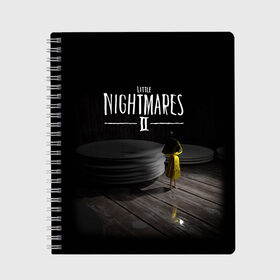 Тетрадь с принтом Little Nightmares 2 Шестая в Санкт-Петербурге, 100% бумага | 48 листов, плотность листов — 60 г/м2, плотность картонной обложки — 250 г/м2. Листы скреплены сбоку удобной пружинной спиралью. Уголки страниц и обложки скругленные. Цвет линий — светло-серый
 | little nightmares | little nightmares 2 | игра | литл нигмарес | литл нигмарес 2 | литл нигхтмарес | литл нигхтмарес 2 | ужас | хоррор | шестая