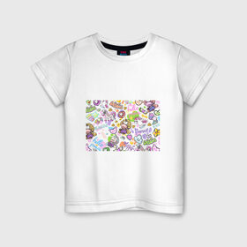 Детская футболка хлопок с принтом Милые единороги в Санкт-Петербурге, 100% хлопок | круглый вырез горловины, полуприлегающий силуэт, длина до линии бедер | анимэ | единороги | любовь | мечта | пони | сердце