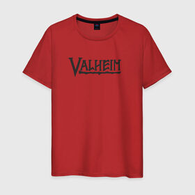 Мужская футболка хлопок с принтом Valheim logo в Санкт-Петербурге, 100% хлопок | прямой крой, круглый вырез горловины, длина до линии бедер, слегка спущенное плечо. | Тематика изображения на принте: valheim | valheim логотип | вальхейм | выживание | игра | игры