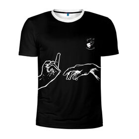 Мужская футболка 3D спортивная с принтом Finita la commedia(black) в Санкт-Петербурге, 100% полиэстер с улучшенными характеристиками | приталенный силуэт, круглая горловина, широкие плечи, сужается к линии бедра | маски | нигатив | отвержение | сатира