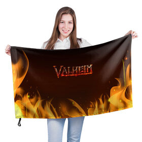 Флаг 3D с принтом Valheim: Вальхейм выживание. в Санкт-Петербурге, 100% полиэстер | плотность ткани — 95 г/м2, размер — 67 х 109 см. Принт наносится с одной стороны | fejd | valheim | вальхейм | викинг | викинги | выживание | выживач | игра