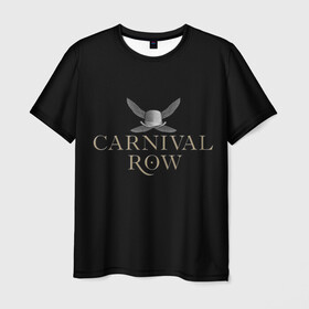 Мужская футболка 3D с принтом Карнивал Роу - Carnival Row в Санкт-Петербурге, 100% полиэфир | прямой крой, круглый вырез горловины, длина до линии бедер | carnival row | волшебный | исторический | карнивал роу | крылья | лого | логотип | подарок | сериал | сказка | фея | черный | шляпа