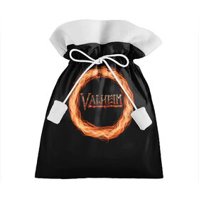 Подарочный 3D мешок с принтом Valheim - огненный круг в Санкт-Петербурге, 100% полиэстер | Размер: 29*39 см | Тематика изображения на принте: valheim | вальхейм | викинги | игра | компьютерный | круг | логотип | минимализм | огненный | огонь | подарок | черный