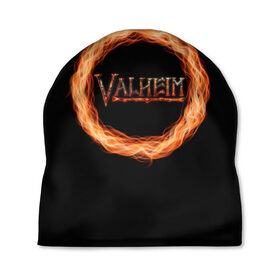 Шапка 3D с принтом Valheim - огненный круг в Санкт-Петербурге, 100% полиэстер | универсальный размер, печать по всей поверхности изделия | valheim | вальхейм | викинги | игра | компьютерный | круг | логотип | минимализм | огненный | огонь | подарок | черный