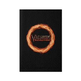 Обложка для паспорта матовая кожа с принтом Valheim - огненный круг в Санкт-Петербурге, натуральная матовая кожа | размер 19,3 х 13,7 см; прозрачные пластиковые крепления | valheim | вальхейм | викинги | игра | компьютерный | круг | логотип | минимализм | огненный | огонь | подарок | черный