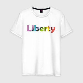 Мужская футболка хлопок с принтом Liberty. Свобода в Санкт-Петербурге, 100% хлопок | прямой крой, круглый вырез горловины, длина до линии бедер, слегка спущенное плечо. | cвобода | liberty | женская свобода | не зависимая женщина | права женщин | равенство | свободные нравы