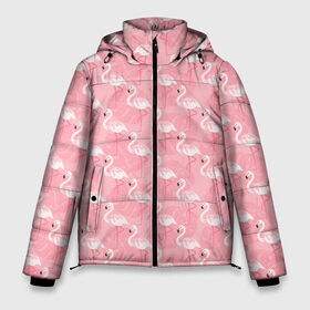 Мужская зимняя куртка 3D с принтом Розовый Фламинго в Санкт-Петербурге, верх — 100% полиэстер; подкладка — 100% полиэстер; утеплитель — 100% полиэстер | длина ниже бедра, свободный силуэт Оверсайз. Есть воротник-стойка, отстегивающийся капюшон и ветрозащитная планка. 

Боковые карманы с листочкой на кнопках и внутренний карман на молнии. | Тематика изображения на принте: love | амур | афродита | валентинка | вторая половинка | гламур | купидон | любовь | отношения | подарок любви | поцелуй | праздник любви | розовый фламинго | романтика | свидание | семья | сердечки
