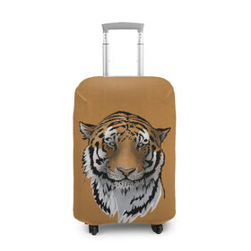 Чехол для чемодана 3D с принтом Тигр в Санкт-Петербурге, 86% полиэфир, 14% спандекс | двустороннее нанесение принта, прорези для ручек и колес | большая кошка | графика | дикий мир | животное | кошка | персонаж | природа | рисунок | хищник