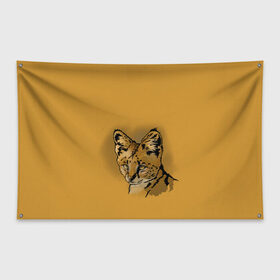 Флаг-баннер с принтом Сервал в Санкт-Петербурге, 100% полиэстер | размер 67 х 109 см, плотность ткани — 95 г/м2; по краям флага есть четыре люверса для крепления | африка | графика | дикий мир | животное | кошка | персонаж | природа | рисунок | хищник