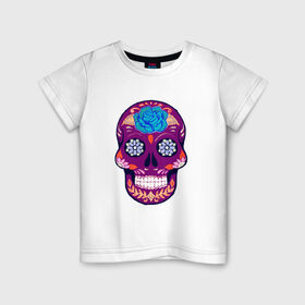 Детская футболка хлопок с принтом Skull Art в Санкт-Петербурге, 100% хлопок | круглый вырез горловины, полуприлегающий силуэт, длина до линии бедер | art | body | bones | dead | drawing | face | graffiti | head | roses | skeleton | skul | skull | ад | арт | голова | граффити | зло | кости | лицо | металл | нарисованный | розы | рок | скелет | скул | скулл | три черепа | тьма