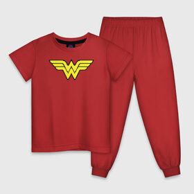 Детская пижама хлопок с принтом Wonder Woman 8 bit в Санкт-Петербурге, 100% хлопок |  брюки и футболка прямого кроя, без карманов, на брюках мягкая резинка на поясе и по низу штанин
 | justice league | vdzabma | wonder woman | лига справедливости | чудо женщина