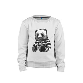 Детский свитшот хлопок с принтом Задержанный панда в Санкт-Петербурге, 100% хлопок | круглый вырез горловины, эластичные манжеты, пояс и воротник | бандит | медведь | опасный | панда | преступник | хипстер | хулиган