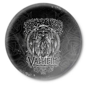Значок с принтом Valheim в Санкт-Петербурге,  металл | круглая форма, металлическая застежка в виде булавки | valheim | viking | валхейм | викинги | игры