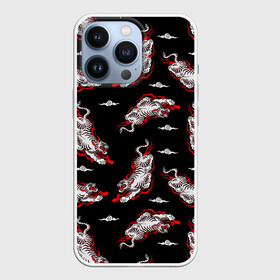 Чехол для iPhone 13 Pro с принтом Японский стиль   тигры в Санкт-Петербурге,  |  | Тематика изображения на принте: арт | животные | облака | огонь | пламя | рисунок | стиль | тигр | японский