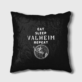 Подушка 3D с принтом Eat Sleep Valheim Repeat в Санкт-Петербурге, наволочка – 100% полиэстер, наполнитель – холлофайбер (легкий наполнитель, не вызывает аллергию). | состоит из подушки и наволочки. Наволочка на молнии, легко снимается для стирки | elder | loki | odin | the | thor | valheim | биврёст | валхейм | вальхейм | викинги | всеотец | дракар | древний | древо | ётун | йотун | локи | мира | один | тор | фенир | хель | черный лес | эйктюр