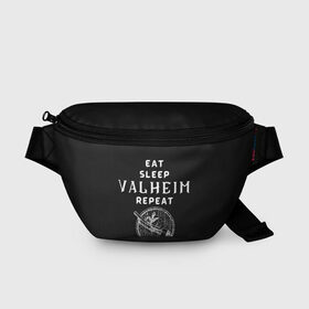 Поясная сумка 3D с принтом Eat Sleep Valheim Repeat в Санкт-Петербурге, 100% полиэстер | плотная ткань, ремень с регулируемой длиной, внутри несколько карманов для мелочей, основное отделение и карман с обратной стороны сумки застегиваются на молнию | elder | loki | odin | the | thor | valheim | биврёст | валхейм | вальхейм | викинги | всеотец | дракар | древний | древо | ётун | йотун | локи | мира | один | тор | фенир | хель | черный лес | эйктюр