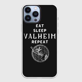 Чехол для iPhone 13 Pro Max с принтом Eat Sleep Valheim Repeat в Санкт-Петербурге,  |  | Тематика изображения на принте: elder | loki | odin | the | thor | valheim | биврёст | валхейм | вальхейм | викинги | всеотец | дракар | древний | древо | ётун | йотун | локи | мира | один | тор | фенир | хель | черный лес | эйктюр