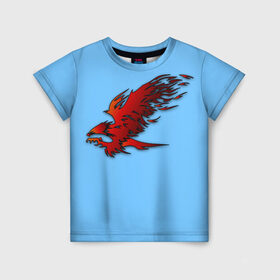 Детская футболка 3D с принтом Орел в Санкт-Петербурге, 100% гипоаллергенный полиэфир | прямой крой, круглый вырез горловины, длина до линии бедер, чуть спущенное плечо, ткань немного тянется | красный орел | летающая птица | небесная птица | орел | птица