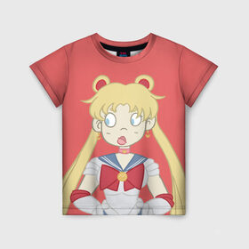 Детская футболка 3D с принтом Sailor Moon Сейлор Мун в Санкт-Петербурге, 100% гипоаллергенный полиэфир | прямой крой, круглый вырез горловины, длина до линии бедер, чуть спущенное плечо, ткань немного тянется | Тематика изображения на принте: anime | sailor moon | аниме | анимэ | венера | луна | лунная призма | марс | сейлор мун | серебрянное тысячелетие | серенити | сэйлор | усаги цукино | чиби мун | эндимион