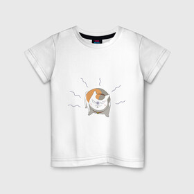 Детская футболка хлопок с принтом Злой Нянко сенсей кот в Санкт-Петербурге, 100% хлопок | круглый вырез горловины, полуприлегающий силуэт, длина до линии бедер | аниме | злой | злость | кот | котик | кошак | круглый | нянко сенсей | персонаж | рисунок | тетрадь друзей нацумэ | эмоции | ярость