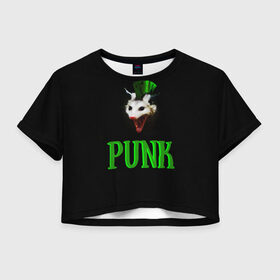 Женская футболка Crop-top 3D с принтом punky trashcat в Санкт-Петербурге, 100% полиэстер | круглая горловина, длина футболки до линии талии, рукава с отворотами | punk. | trashcat | животные | ирокез | опоссум | панк