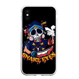 Чехол для iPhone XS Max матовый с принтом Skull Snake Eyes в Санкт-Петербурге, Силикон | Область печати: задняя сторона чехла, без боковых панелей | art | body | bones | dead | drawing | face | graffiti | head | roses | skeleton | skul | skull | ад | арт | голова | граффити | зло | кости | лицо | металл | нарисованный | розы | рок | скелет | скул | скулл | три черепа | тьма