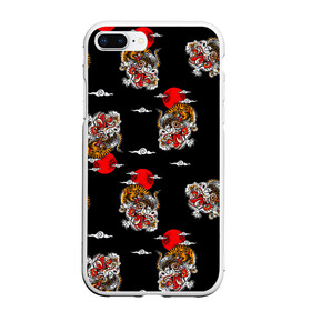 Чехол для iPhone 7Plus/8 Plus матовый с принтом Японский стиль - тигры в Санкт-Петербурге, Силикон | Область печати: задняя сторона чехла, без боковых панелей | арт | животные | облака | огонь | пламя | рисунок | стиль | тигр | японский