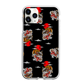 Чехол для iPhone 11 Pro матовый с принтом Японский стиль - тигры в Санкт-Петербурге, Силикон |  | арт | животные | облака | огонь | пламя | рисунок | стиль | тигр | японский