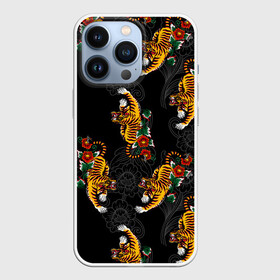 Чехол для iPhone 13 Pro с принтом Японский стиль   тигры в Санкт-Петербурге,  |  | Тематика изображения на принте: арт | животные | облака | огонь | пламя | рисунок | стиль | тигр | японский
